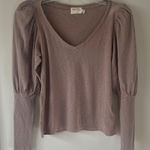 Nation Ltd  tan Long Sleeve V-Neck Top size xs Photo 0