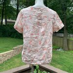 Shabby Chic 100% Linen Floral Rose Shirt Pink White Size M Medium Orange Photo 3