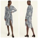 J.Crew Tie-Front Paisley Silk Shirtdress Photo 2