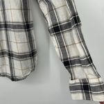 Old Navy Womens Linen Blend Everyday Shirt Plaid Button Up Black White Size L Photo 3