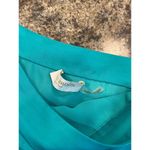 Ramy Brook  Teal Satin Ruched Mini Skirt with Ruffle Side Zip Size 4 Photo 4