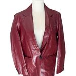 Princess Polly - Jocelyn Faux Leather Boyfriend Blazer Burgundy Sz M/L Photo 3