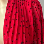 EXPRESS  Red Blouse with Black Heart Pattern Photo 2