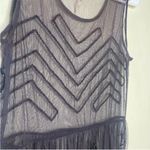 Free People Black Dark Plum Grey Mesh Beaded Sheer Mini Dress Festival Size XS Photo 4