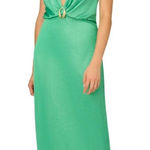 Liv Foster Foiled Satin Green Halter Dress 6 Photo 0