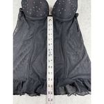 Rampage Black Sheer Babydoll Lingerie Rhinestone Ruffle Hem Photo 10