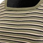 Kathy Ireland  Maternity Vintage 90s Earthy Grunge Striped Sleeveless Stretch Top Photo 1