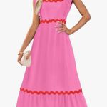 Pink and Red Ruffle Maxi Dress Size M Photo 0