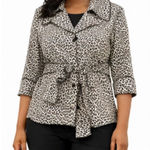 CaroleāLittle black and white animal print tie front blazer jacket 1x Photo 0