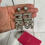Piper K Mrs. Wedding Bridal Dangle Earrings Beaded Pearls White Silver Missus Photo 2