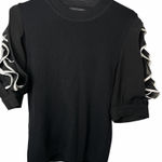 Gracia  Black Top with Ruffled Sleeves NWOT Photo 0
