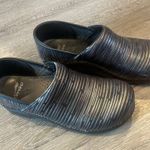 Dansko  Grey Striped Black Slip On Clogs Women’s Size 40 Photo 2