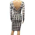 Guess Black and Cream Criss Cross Back Knit Long Sleeve Bodycon Midi Dress Small Photo 2