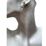 Vintage Clear Aurora Borealis Faceted AB Crystal Beaded Dangle Earrings Quality Silver Photo 0