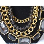 Source Unknown Boho Statement Layered Gold Tone Link Chain Black Glass Stone/Beads Bib Necklace Photo 1