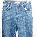 Abercrombie & Fitch Ankle Straight Ultra High Rise Dark Wash Distressed Jeans Photo 3