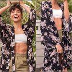 Spiritual Gangster Kimono Womens OS Black Floral Open Tie Front Cover Up Boho Photo 0
