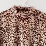 Studio Works  Women's Animal Print Soft Velour Long Sleeve Turtleneck Top Size L Photo 2