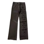 Vintage Embroidered Leather Boho Hippie Kerry Grima Flare Pants Brown Size S Photo 2