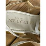 Sesto Meucci Sandals Gold Triangle Detail White Leather Thong Slingback Photo 4