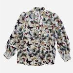 Alice + Olivia NWOT Women's Silk Butterfly Print Blouse Sheer Work Size Medium Photo 3
