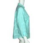 Orvis  Blouse Womens Medium‎ Green Blue Aqua Medallion Print Semi Sheer Bohemian Photo 1