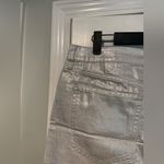 Old Navy NWT Size 8 Silver Shine Metallic Zip Stretch Denim A Line Mini Skirt Photo 5