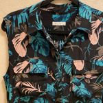 Equipment Tropical Leaf Collared Sleeveless Silk Knee Length Dress Size S Photo 2