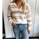 Free People  Kennedy Stripe Pullover in Cream Size Small Photo 10