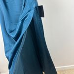 Lulus Stunning Arrival Dark Teal Satin Off The Shoulder Maxi Dress Formal M NWT Blue Size M Photo 7