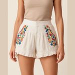 Raga  white floral embroidered shorts Sz M Photo 0