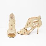 Marc Fisher Nala3 Gold Metallic Sparkle Open Toe Sandals High Heels Shoes Gold 6 Photo 0