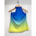 Lauren Ralph Lauren Halter Top Size Small Blue Green Ombre Sleeveless‎ Zip Up Blue Photo 1