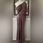 NWT Amsale Draped Satin One Shoulder Dress Mauve, Size 2 New w/Tag Pink Photo 4