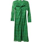 Ganni Green Cutout Twisted Lace Midi Dress Embroidered Floral Long Sleeve 36 4 Photo 3