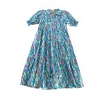 NWT Mary Square Molly Dress Large Blue Floral Tiered Midi Collared Puff Sleeve Photo 2