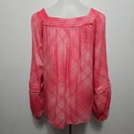 LC Lauren Conrad  Pink Plaid Shirred Peasant Tops Size Large Photo 4