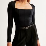 Abercrombie & Fitch Long-Sleeve Cotton-Modal Squareneck Corset Bodysuit size XS Photo 1