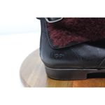 UGG  Inez‎ Boots Womens 7 Black Maroon Leather Ankle Sherling Buckle Adjustable Photo 1