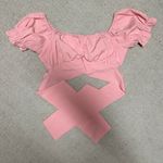 Pink Puff Sleeve Tie Top Size M Photo 2