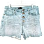 J.Crew High Rise Button Fly Frayed Denim Short Womens 30 Light Wash Boho Hippie Photo 0
