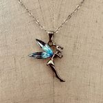 Silver tone and blue tinker bell pendant necklace Photo 6