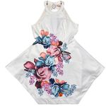 Selfie Leslie NWT  Women's L White Floral High Neck Mini Dress Party Cocktail Photo 1