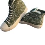 American Eagle American Eagles Outfitters Platform Smiley Green Canvas High Top Shoes Sz 8 Photo 3