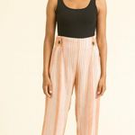 New York & Company Orange Striped Linen Blend Pants. Size Photo 0