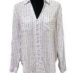 Velvet Heart  White Black Striped Dots Button Down Shirt Size Medium Photo 0