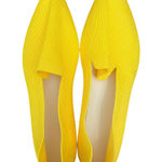 Womens Knit Pointed Toe Loafers Slip On Flats Comfort Casual Shoes Yellow Size 10 Photo 0