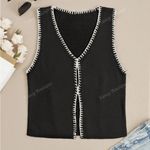 Black and White Knit Vest Top Size M Photo 1