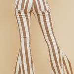 VICI COACHELLA TAUPE/CREAM STRIPED FLARE JEANS Photo 5