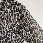 Kenneth Cole New York Animal Print Sheer Blouse Button Up Tunic Length size L Tan Size L Photo 4